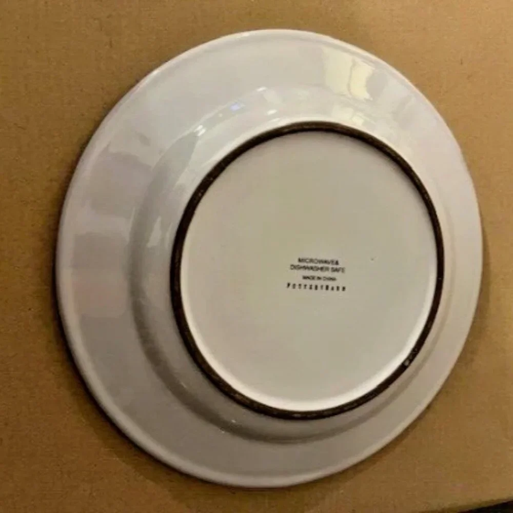 New S/4 Pottery Barn Rustic White Small Plates Mix + Match | 8